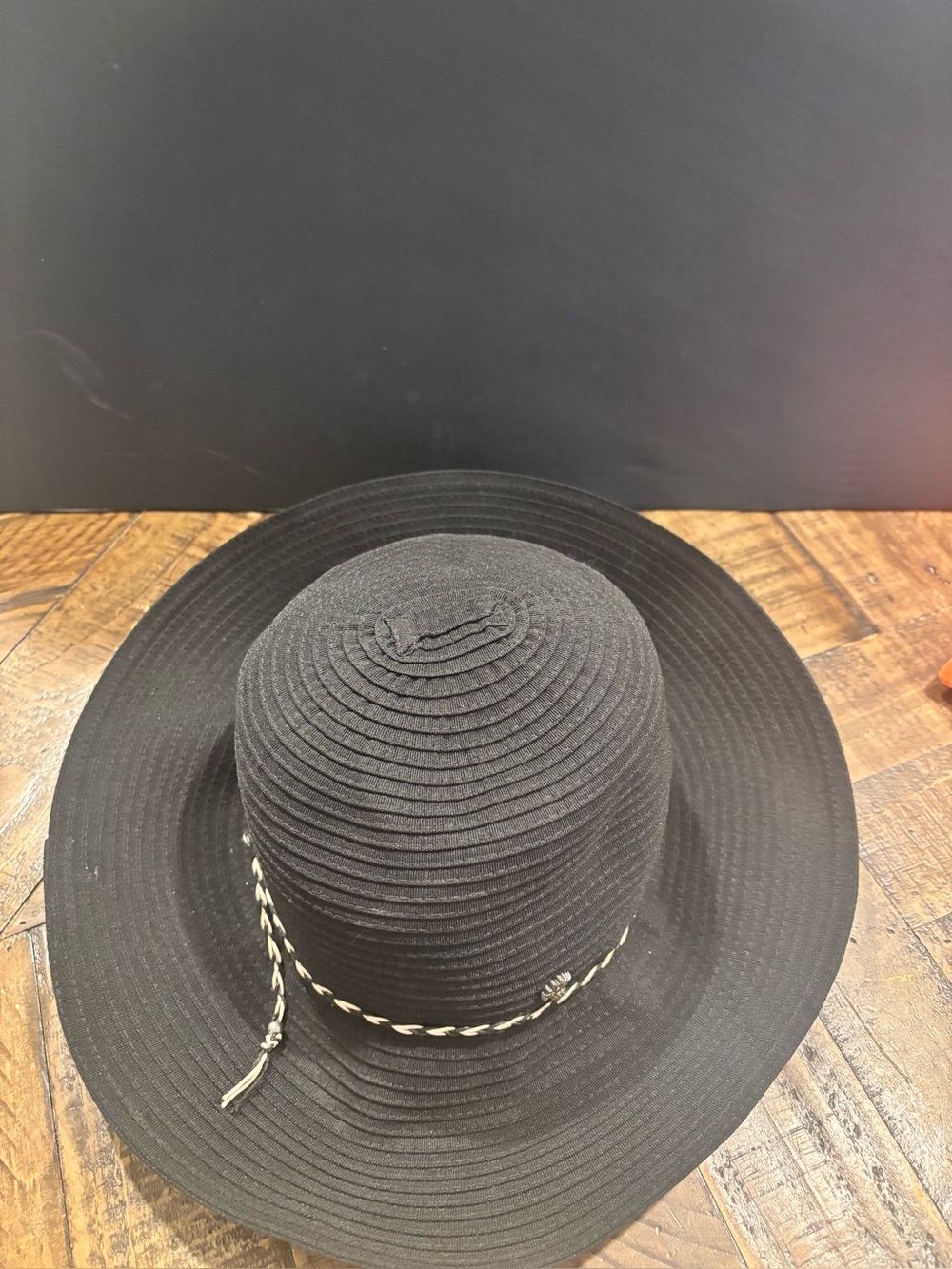 Tommy Bahama Black Straw Hat with Braided Trim